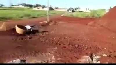 Boy in a construction site