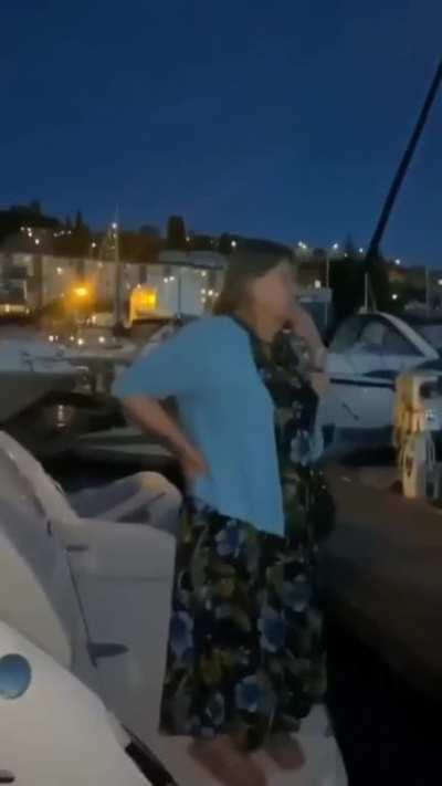 Karen won't stop yelling because they are not leaving 'her' dock