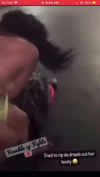 Girl gets dominated, then wedgied during street 