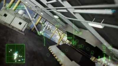 Stunt challenge: combining slalom and tunnel run by flying through all the passable bridges between the platforms