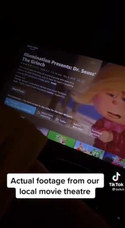 Movie theater tries to play a Christmas Movie using an Amazon Prime account