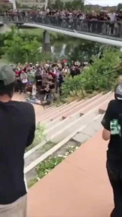 WCGW skateboarding down a big handrail