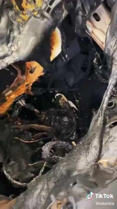 This truck got hit by lightning while on the highway. Nature is crazy.