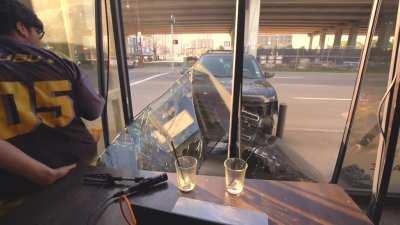 A car crash interupts podcasters just before they were going to end the podcast