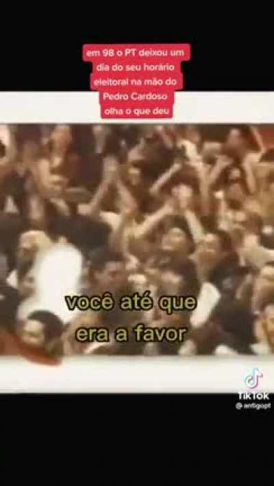 Pedro Cadorso em propaganda do PT em 98