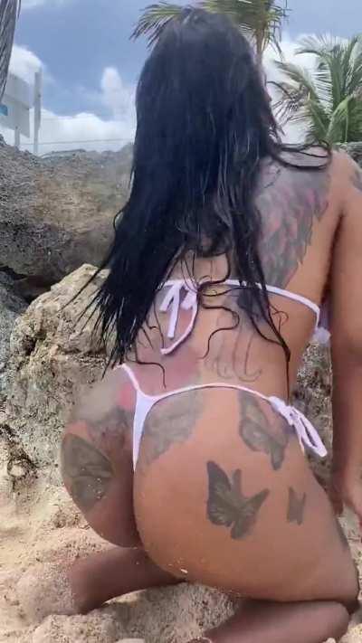 Hung Shemale at the Beach