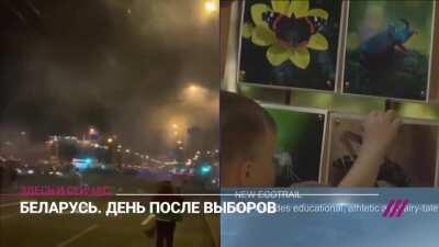 Side by side of what’s happening on the streets of Minsk and what’s actually on TV currently in the country.