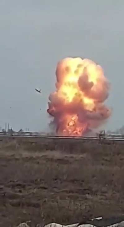 Archival Footage: Late February 2022. Pair of Ukrainian SU-25s strike Russian column somewhere in the Kyiv region. One is shot down. No Music.