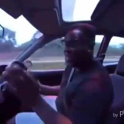 Guy slamming gears in a Honda