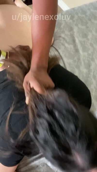 My bull forcing me to look at my husband as I get fucked