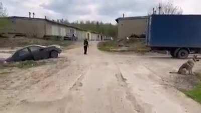 WCGW pulling an unmanned car out of a ditch