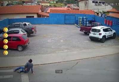 Crossing a busy street