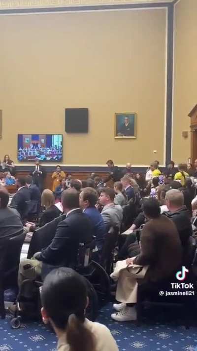 Protesters, several of them disabled, disrupted a Congressional budget hearing chanting 