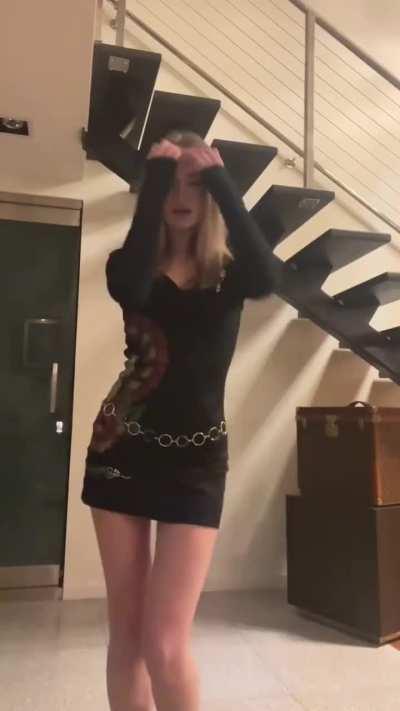 Freya Allan in her little black dress