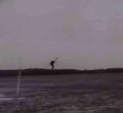 Ground to air rescue fly by using skyhook to pick up people without landing