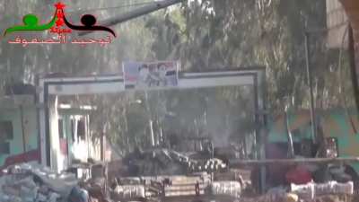 FSA anti-tank strike on a Syrian Army T-55 operating its coaxial MG in Tafas - 2013