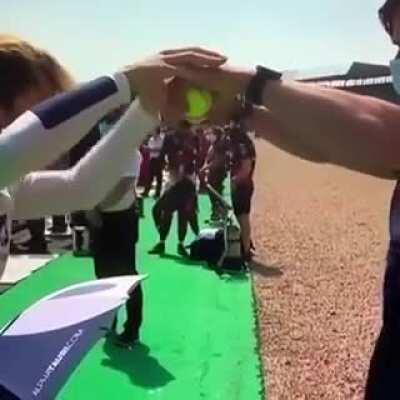 Formula 1 driver Pierre Gasly catching reaction test