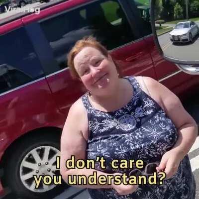 Karen blocks the road