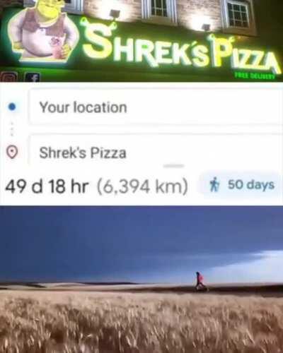 omw to shrek's pizza