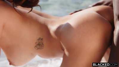 Rae getting drilled by a Bull at the beach