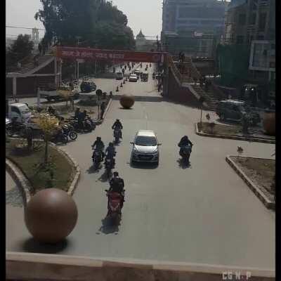 balls falling on streets of kathmandu