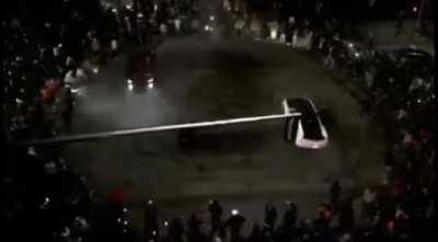 Outside of the Space Needle, Saturday night.