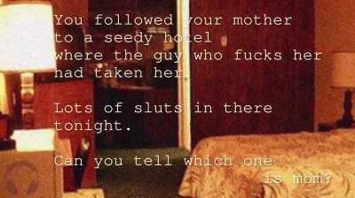 [SOUND] You followed her to a seedy hotel, but can you tell which one is mom?
