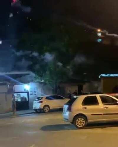 Loud neighbors get hit by a firework-throwing drone