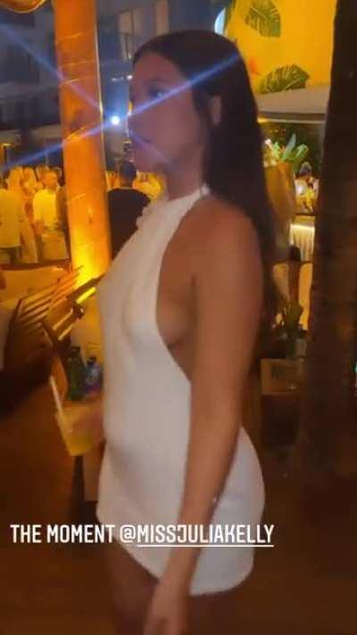 Julia in that white dress with the side boob