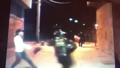 Pushing an armed officer D or V