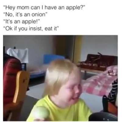 Kid looks so confused but he just keeps chomping