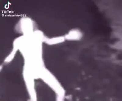 The skin runner outside listening to the music I'm blasting out my window: