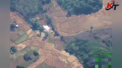 Myanmar military surveillance drone and drop bomb drones targeting an Arakan Army unit near Ma Kyi Zin Village in north western Irrawaddy Region on January 2025.