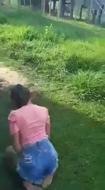 This chick took her beating like a champ! I don't know what they're saying or why they're beating her with 2x4's but she stuck in there and took a beating far longer than most of us would have.