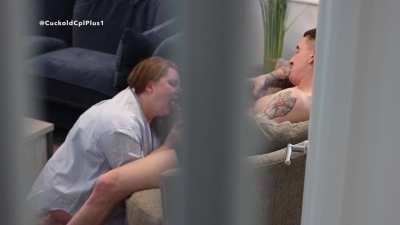 We let cucky watch from the stairs. For a little bit then he was sent to spend some time in the spare room while my bull and I fucked downstairs and then in the marital bed