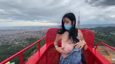 Getting my tits out atop mount Tibidabo