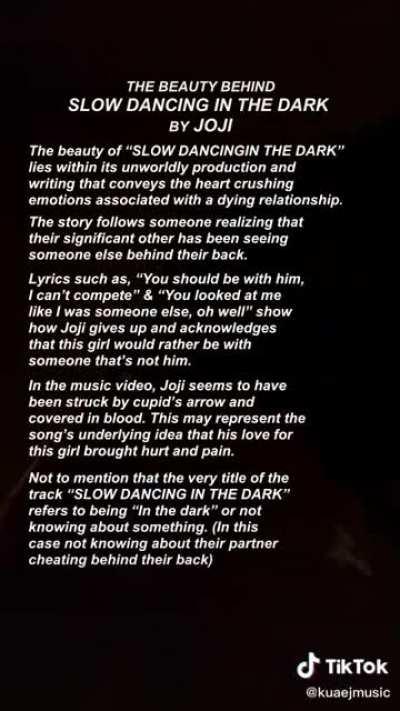 Joji on TikTok, this did an analyzing break down of the song