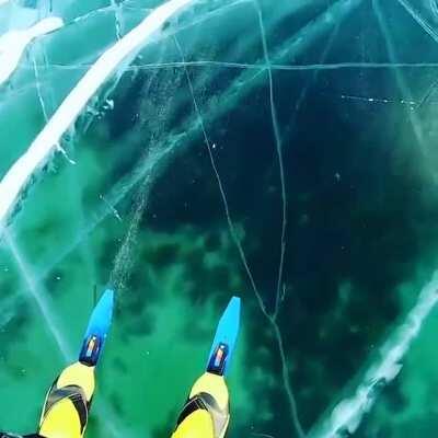 Skating on Lake Baikal (Sound On)