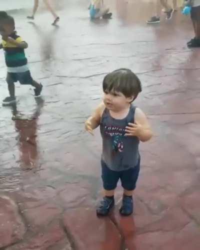 He thought it would be so cool to be splashed by a roller coaster