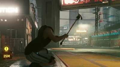 My camera got stuck behind the car and didnt move. So here's V in third person