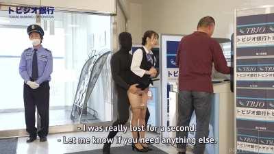 Bank assistant helps customers