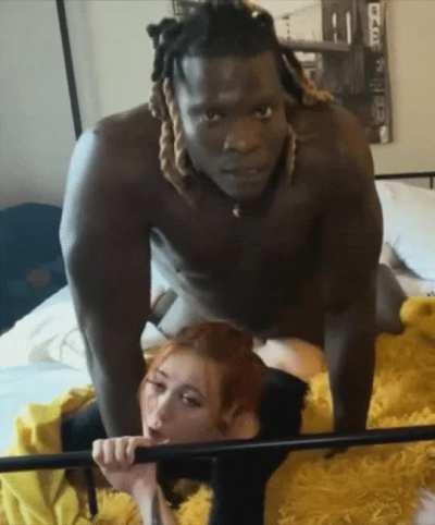 “What’s that cuck? You want me to pull out to cum? Nah, I’m good breeding her in front of you…”