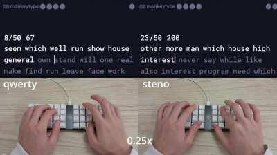 Qwerty vs Steno on the Polyglot keyboard