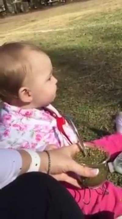 kid try tea for the first time