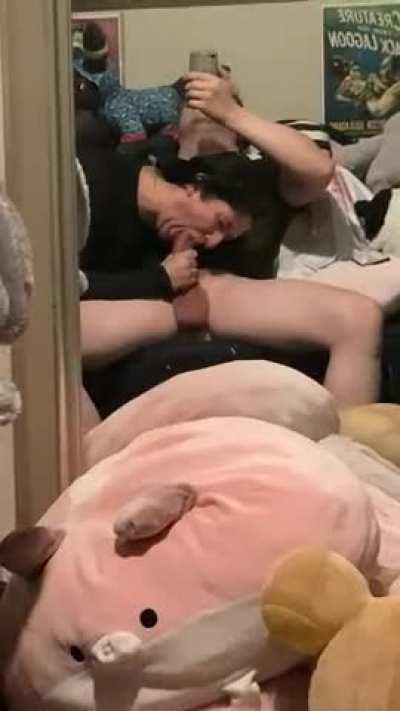 Making her stuffies watch