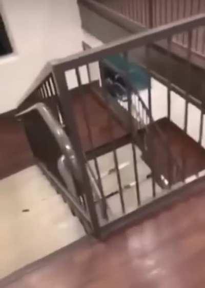 Sliding down some stair rails