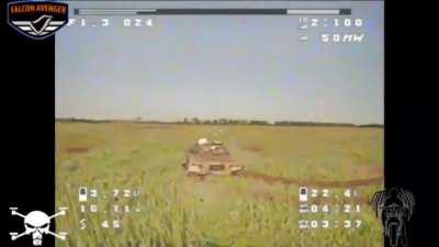 Russian T-80 runs over a mine and gets destroyed by a Ukrainian kamikaze drone that flies right into the open tank hatch.«Flying Skull» unit. 