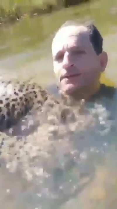 Taking a bath with a friend