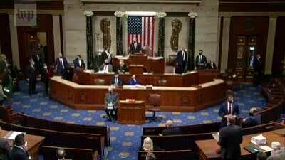 The moment the House of Representatives is forced into recess as pro-Trump demonstrators force their way into the Captiol.