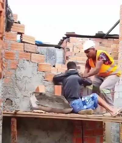 warning: men at work.. everything bad happens to him..